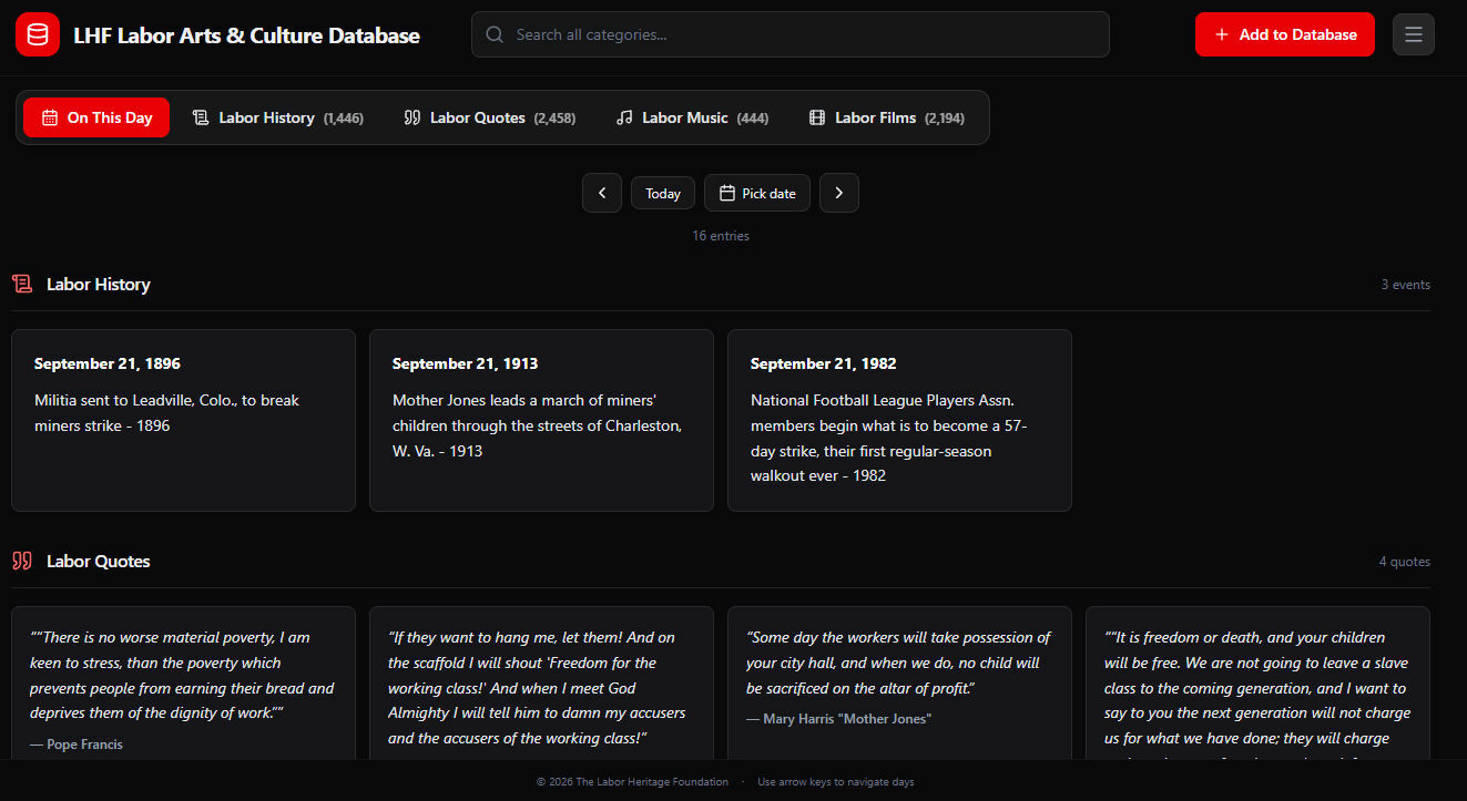 The Labor Heritage Foundation's Labor Arts and Culture Database