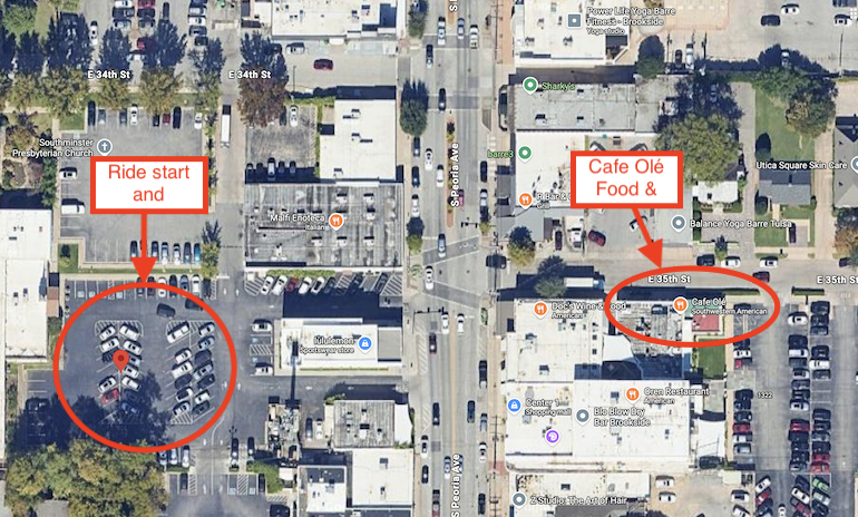 Cafe Olé location and ride start for ride.