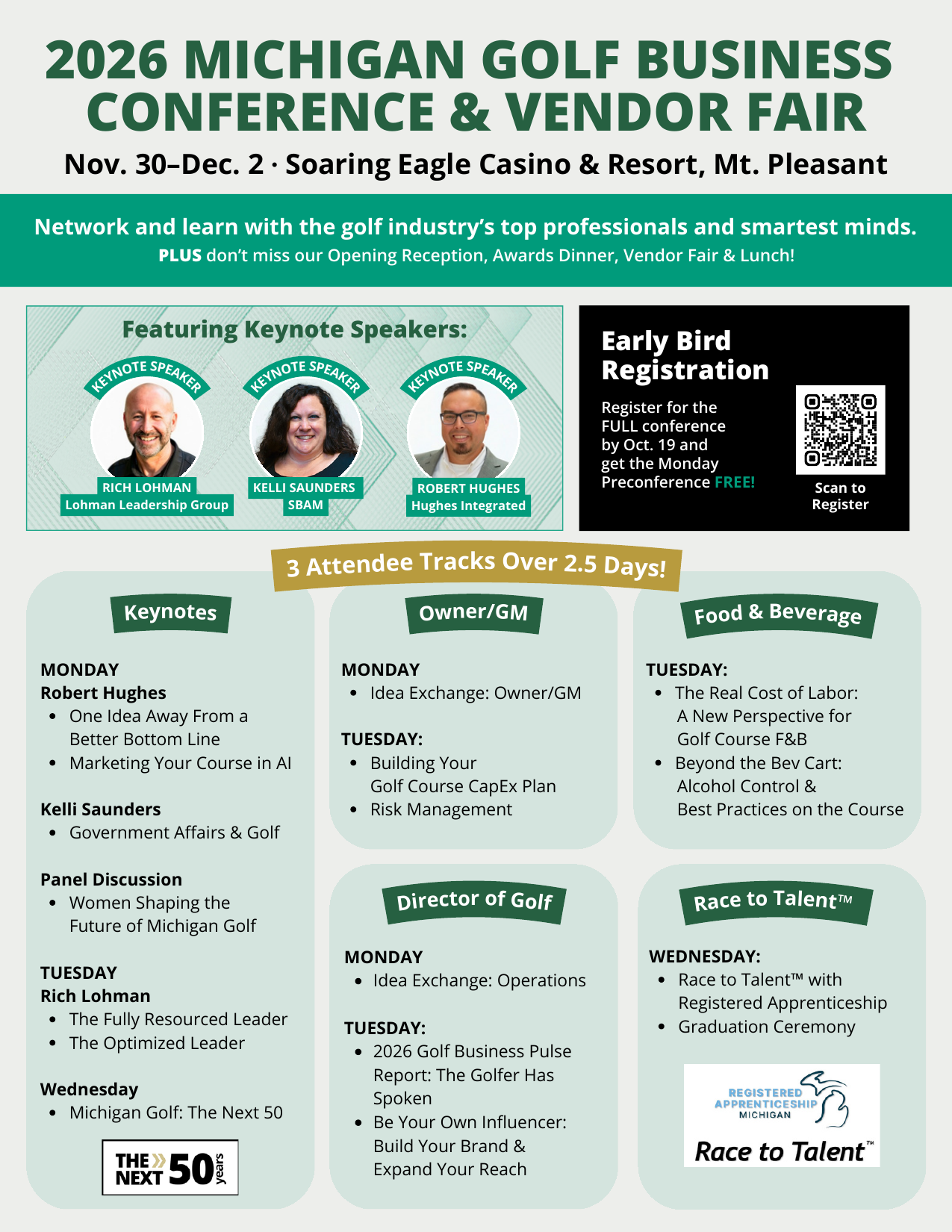 2026 Michigan Golf Business Conference and Vendor Fair flyer