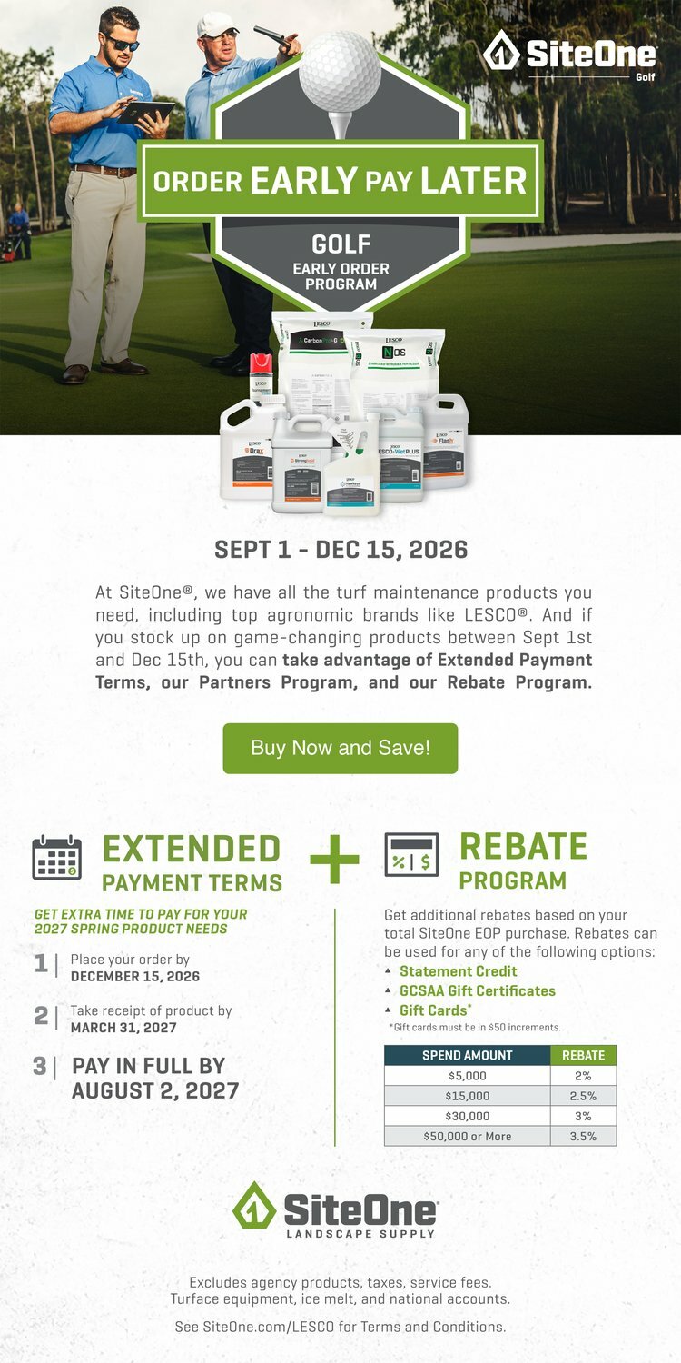 SiteOne Golf Order Early Pay Later