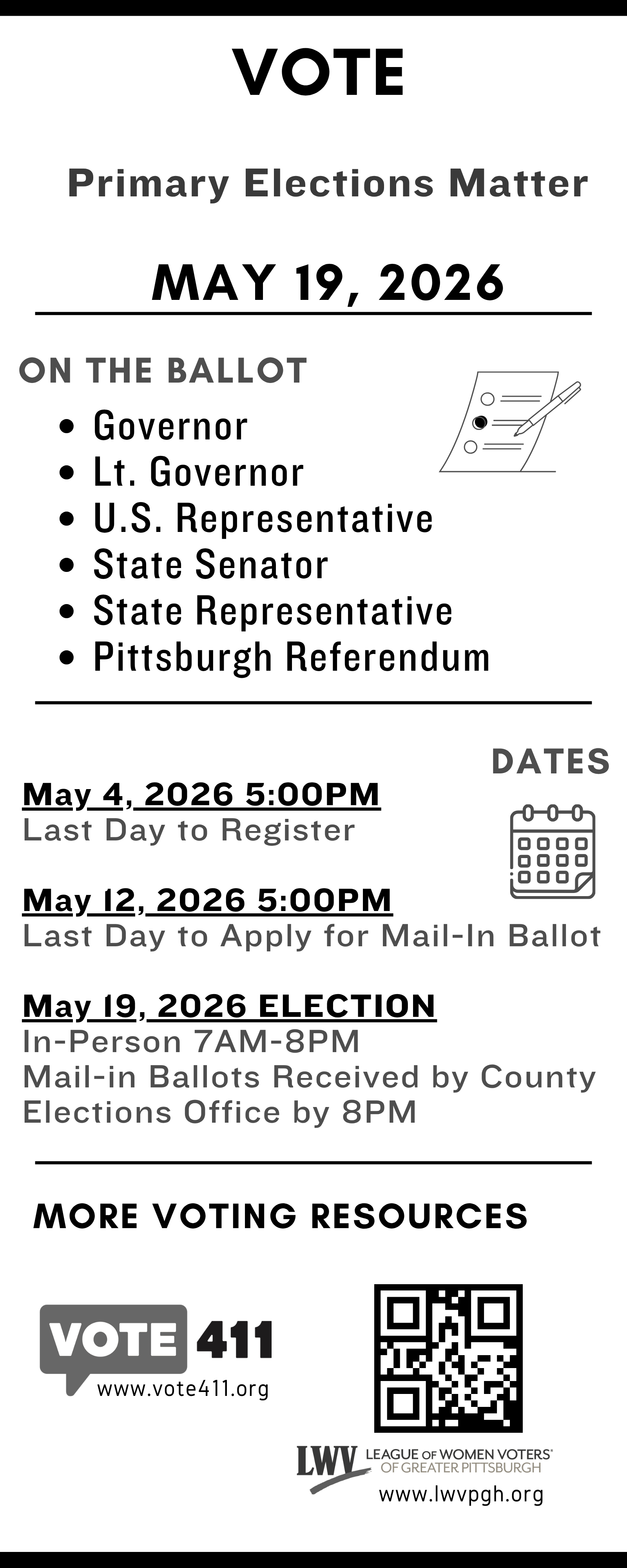 Primary 2026 Flyer B&W