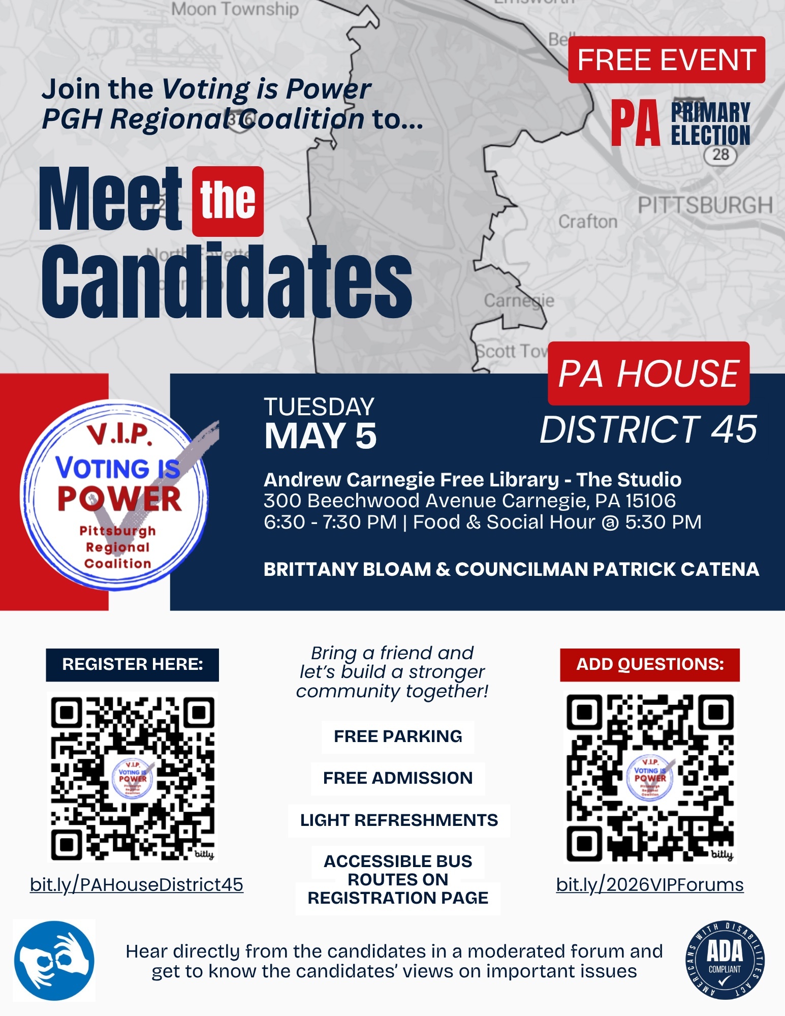 Event Flyer - PA State House District 45 Candidate Forum 2026 Primary