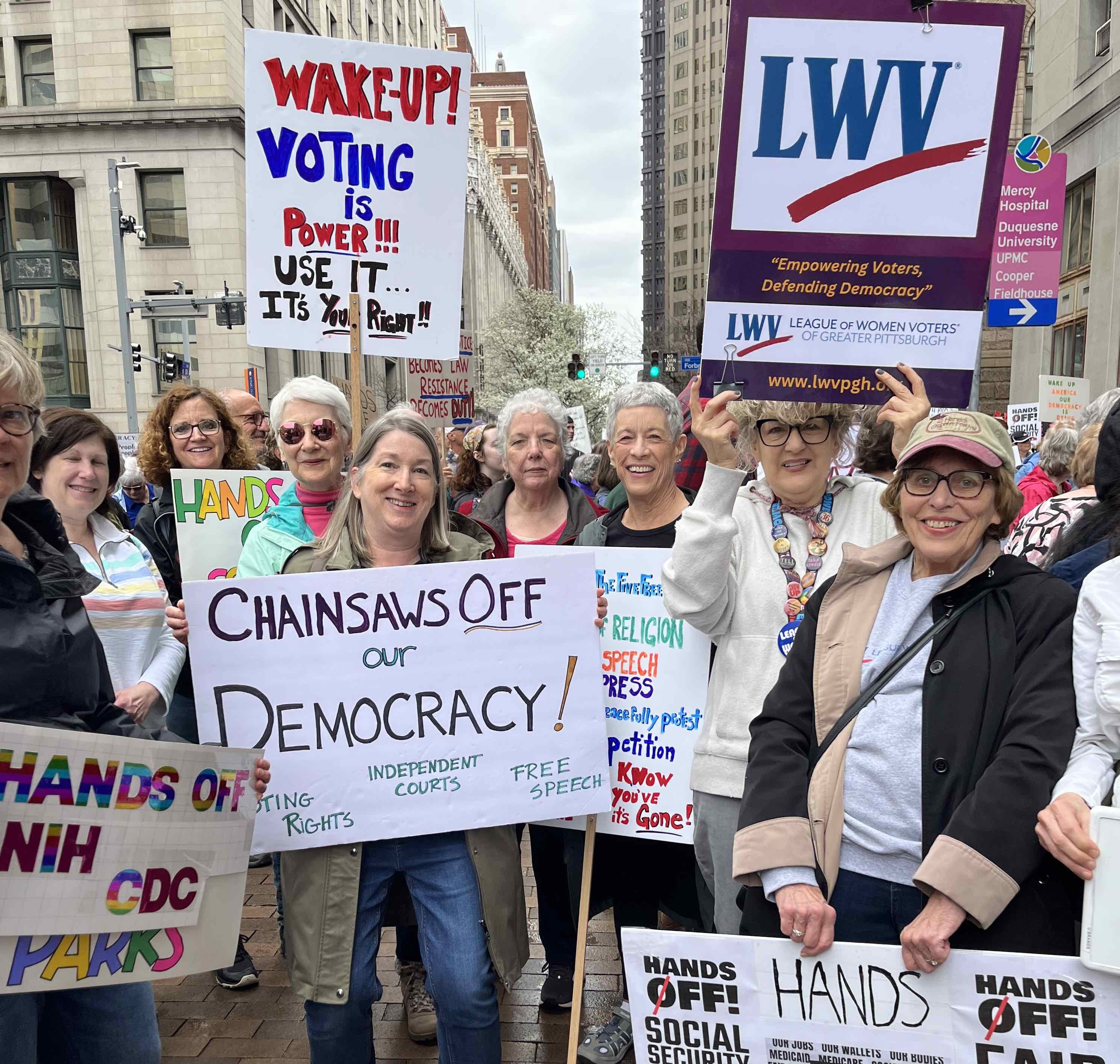 Hands Off protest 2025 group