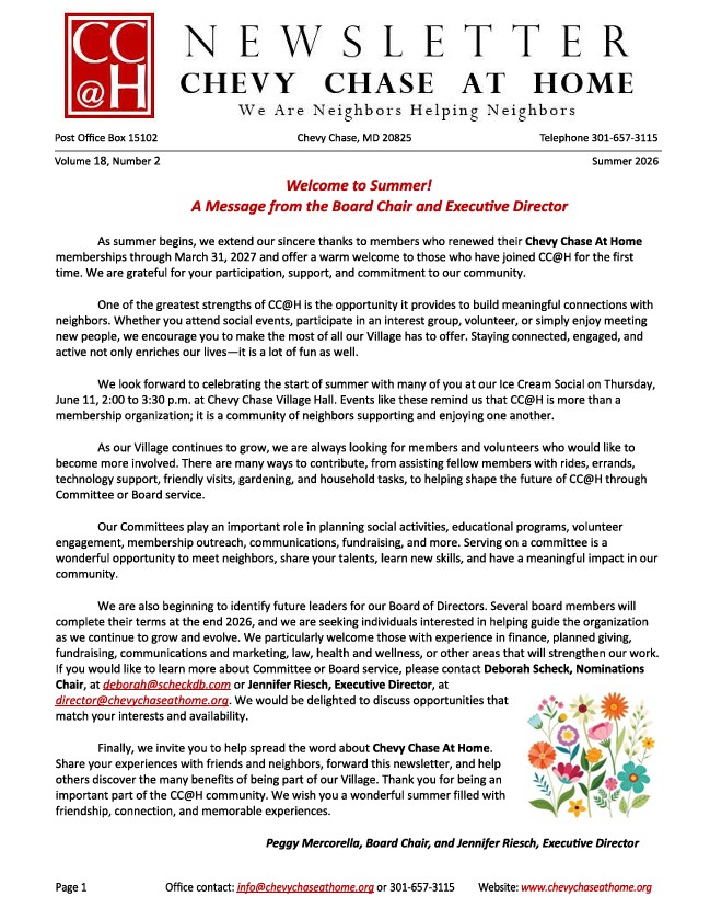 Summer Newsletter Page 1