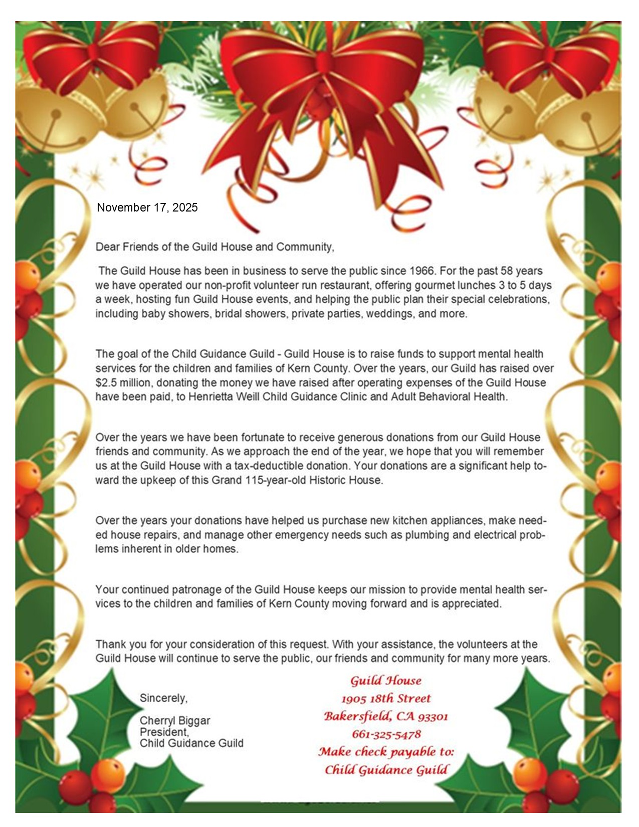 End of year letter- tax donation