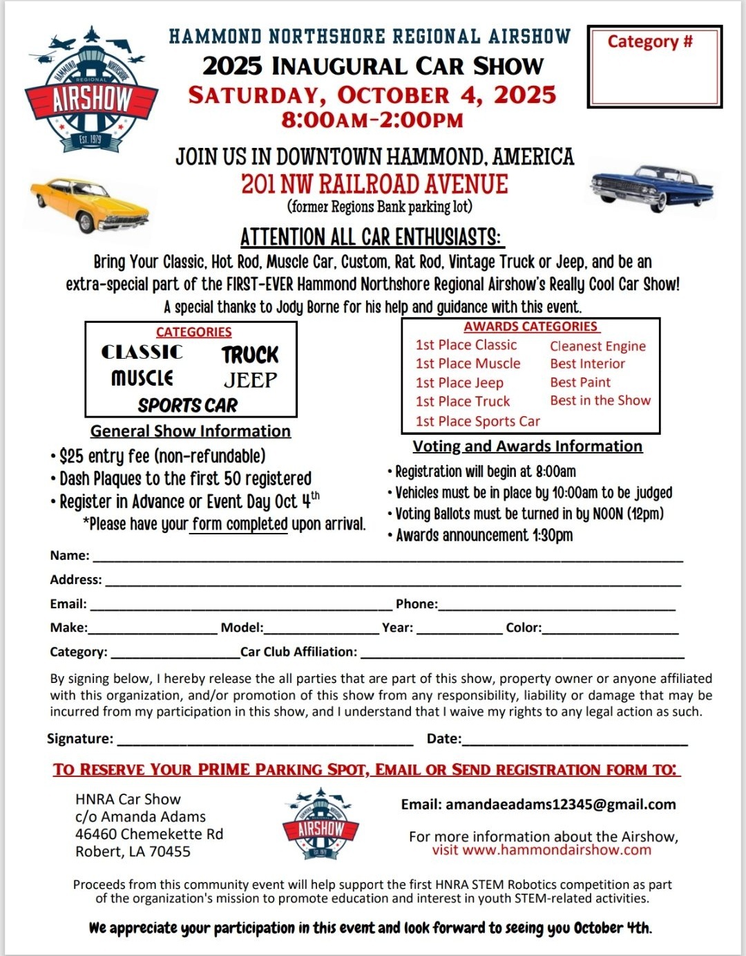 2025 Hammond Airshow Car Show