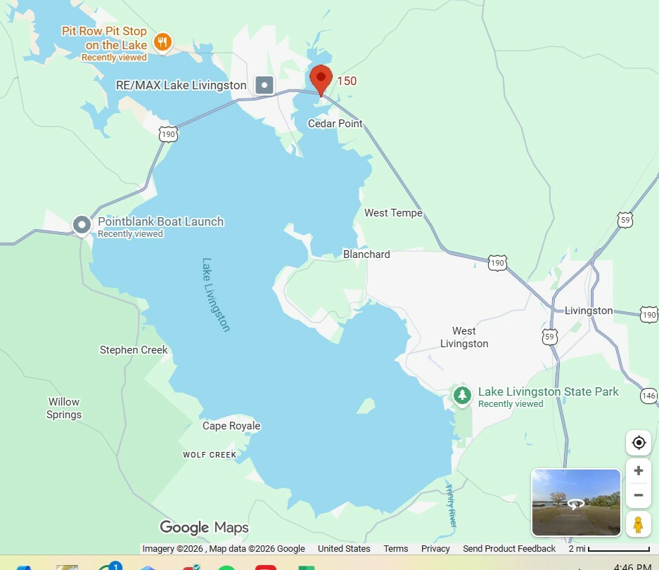 Location Kickapoo Marina, Lake Livingston