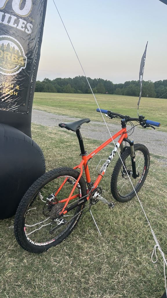 Richard White's bike, placed at the final trail's finish line