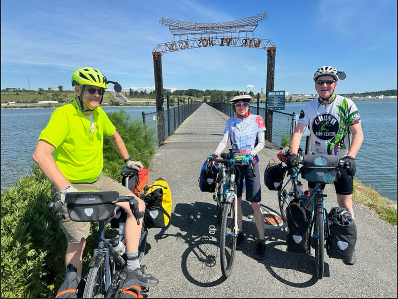 cyclists on a pier