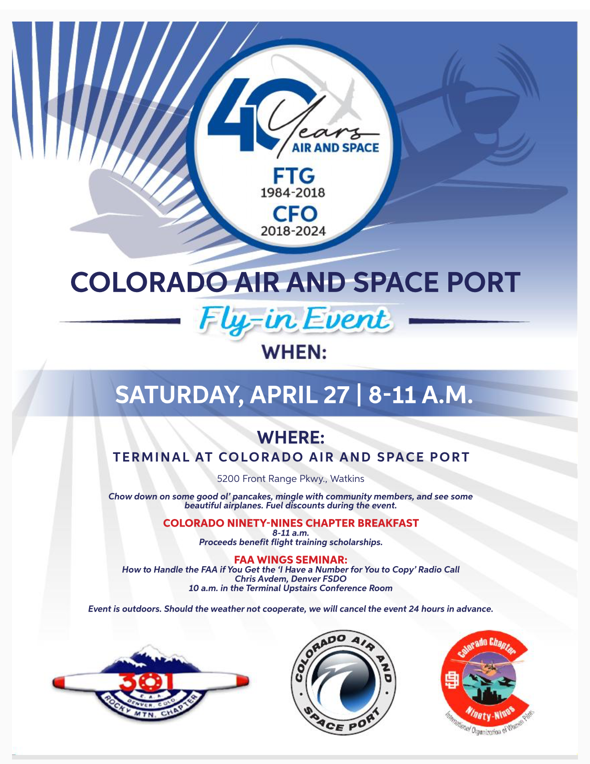 KCFO - EAA Chapter 301 & 99's Pancake Breakfast - Calendar - Colorado ...