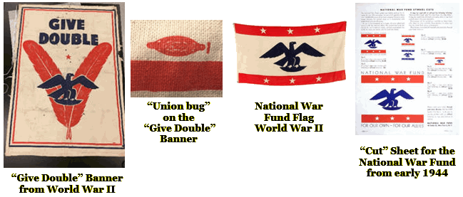 Give Double banner with two feathers, and other flags 