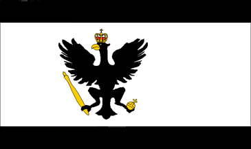 Prussian flag--two black stripes on white with a central single-headed eagle