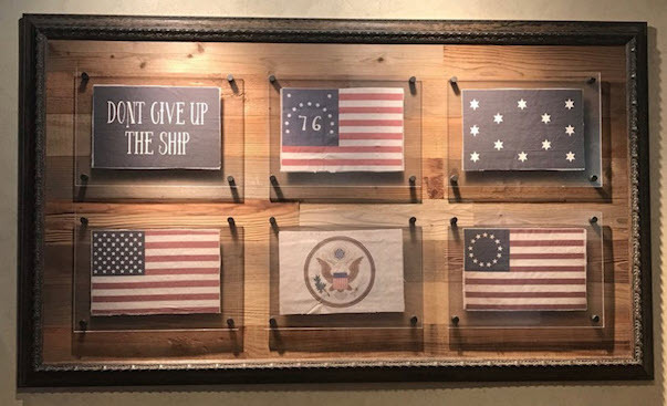 Display of 6 Revolutionary-War-Era flags