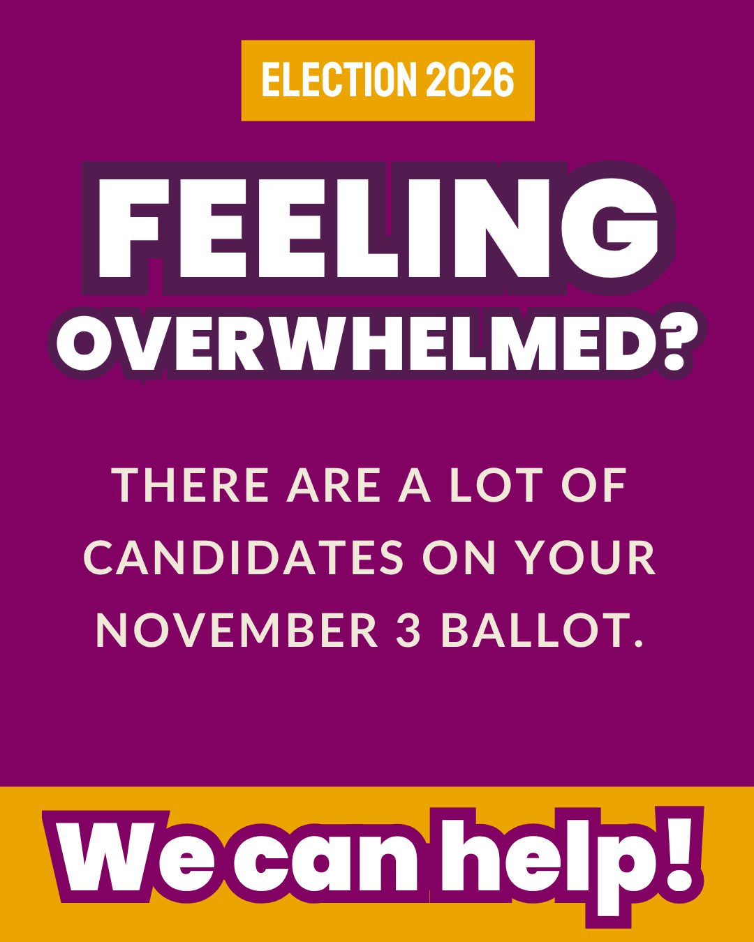Feeling overwelmed with choices for the November 3 election? We can help!
