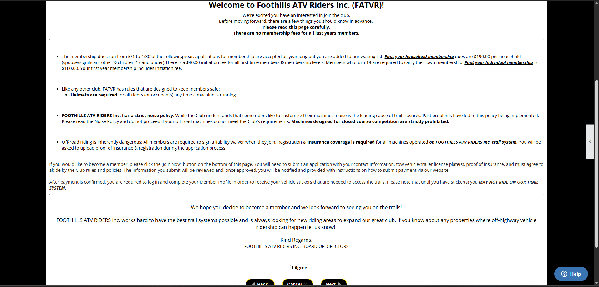 FATVR Membership Agreement