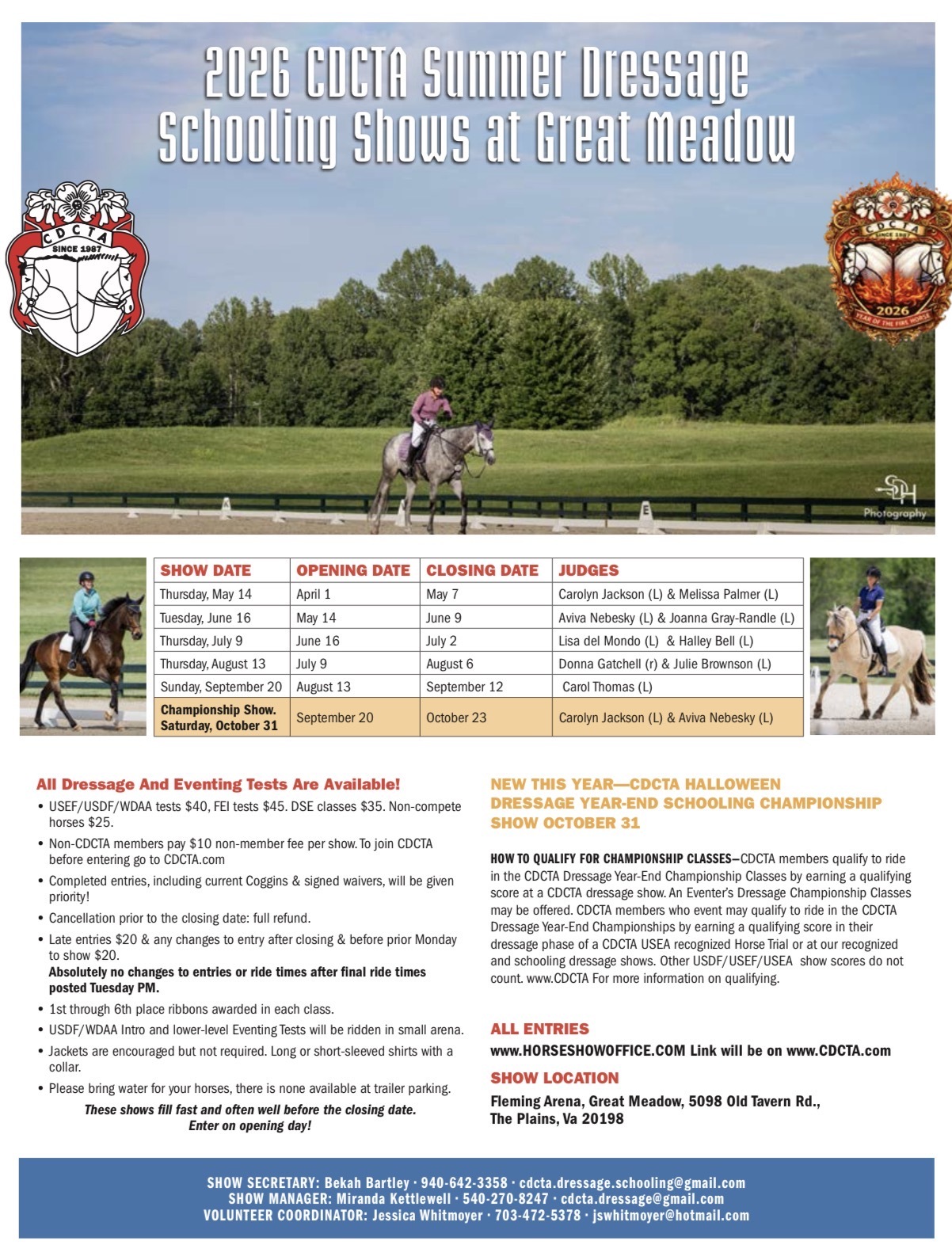 2026 CDCTA Summer Dressage Schooling Shows
