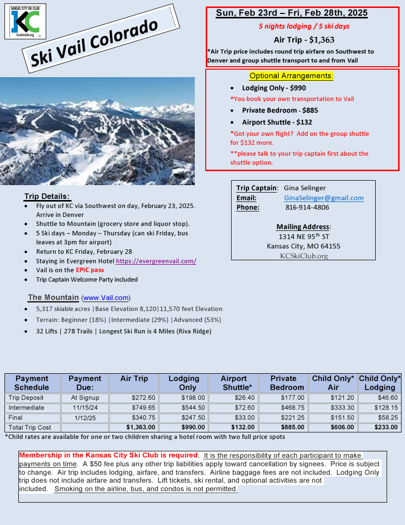 Vail - Events - Kansas City Ski Club