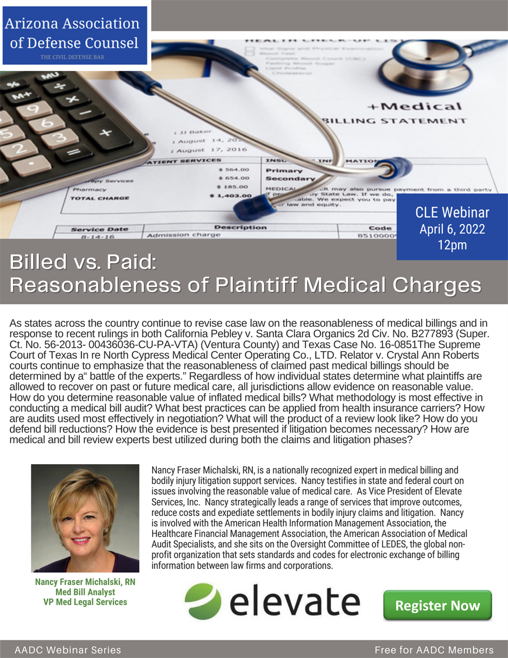 AADC CLE WEBINAR - BILLED VS. PAID: REASONABLENESS OF PLAINTIFF MEDICAL ...