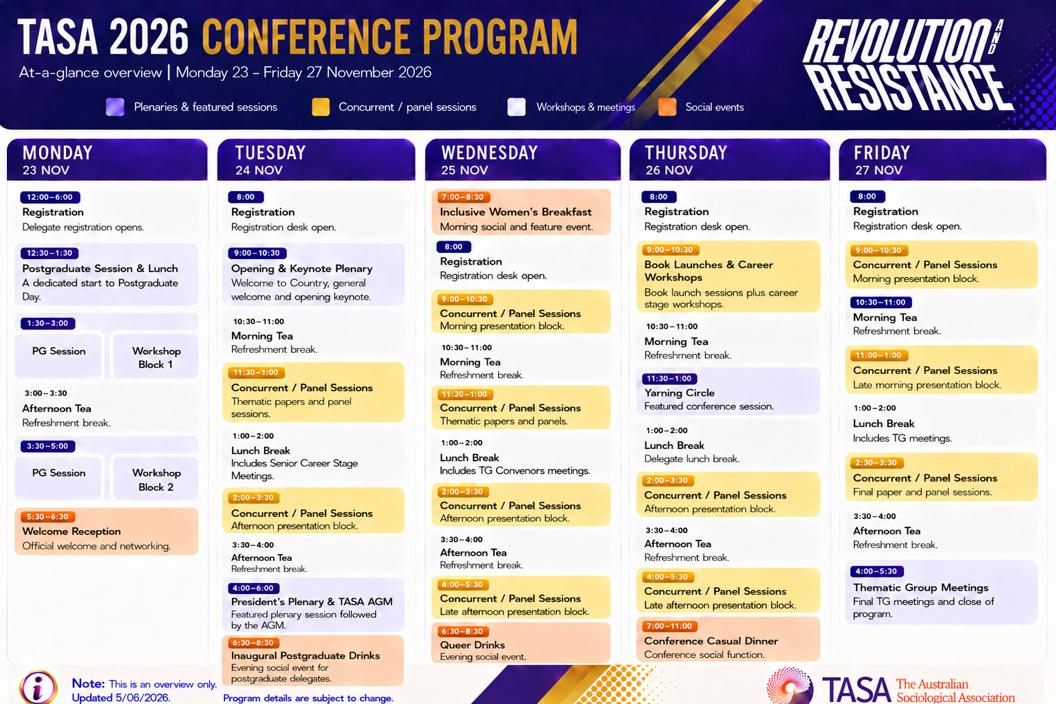 TASA 2026 Program overview 11 June