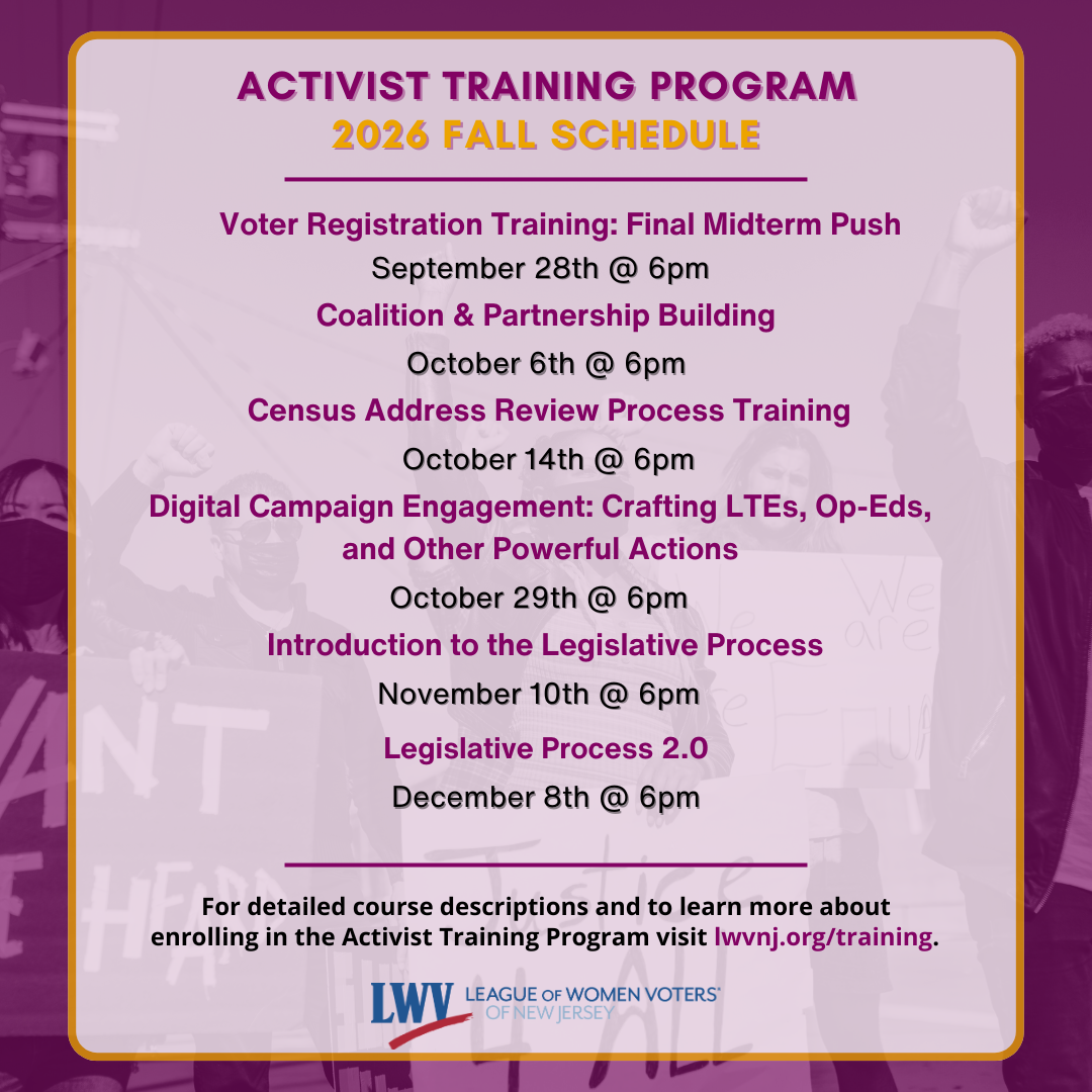2026-LWVNJ Activist training schedule