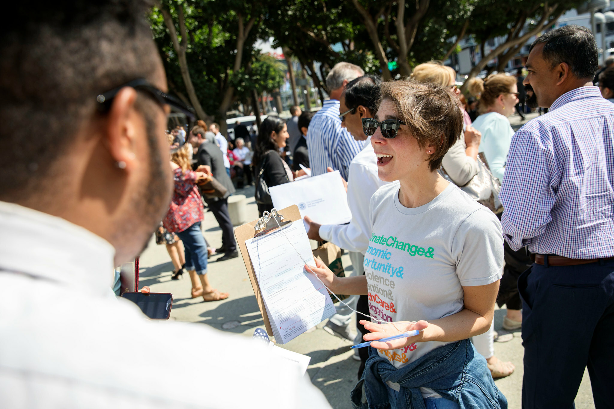 Volunteer Signing Up Voters