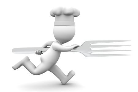 chef running with fork