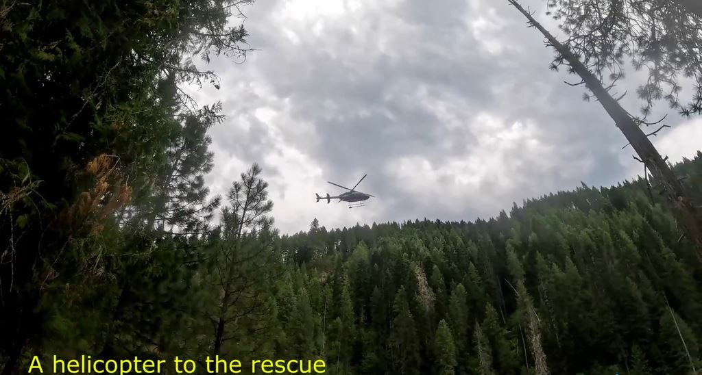 Helicopter rescuing Bob Schneider