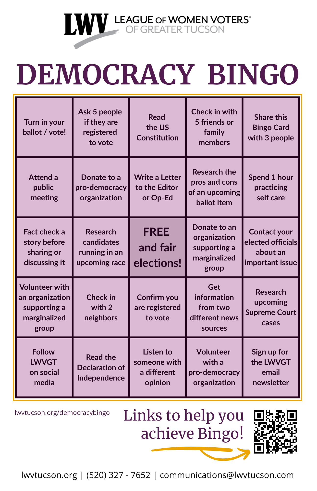 Democracy Bingo Card