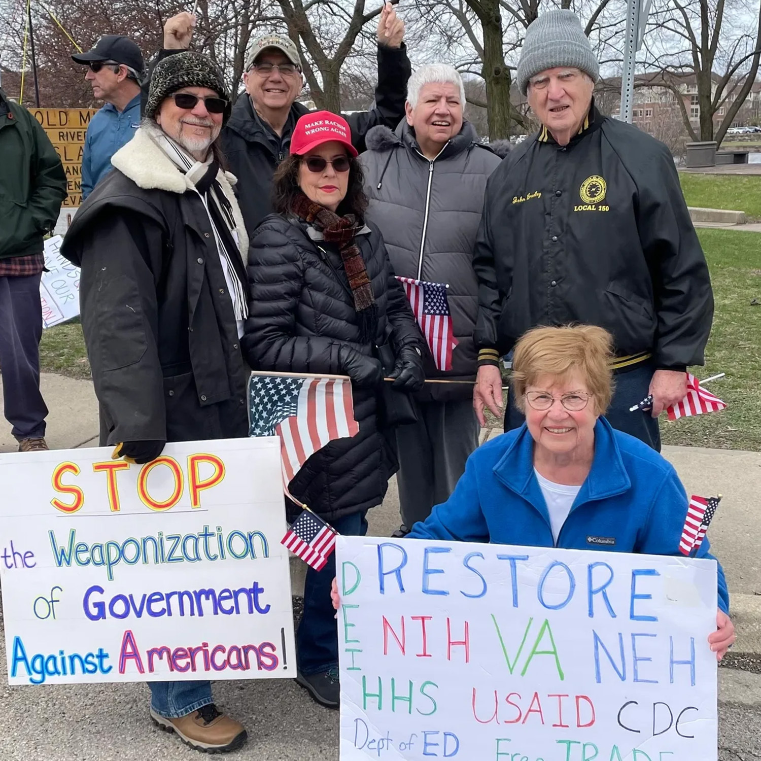 League of Women Voters members at Hands Off Rally