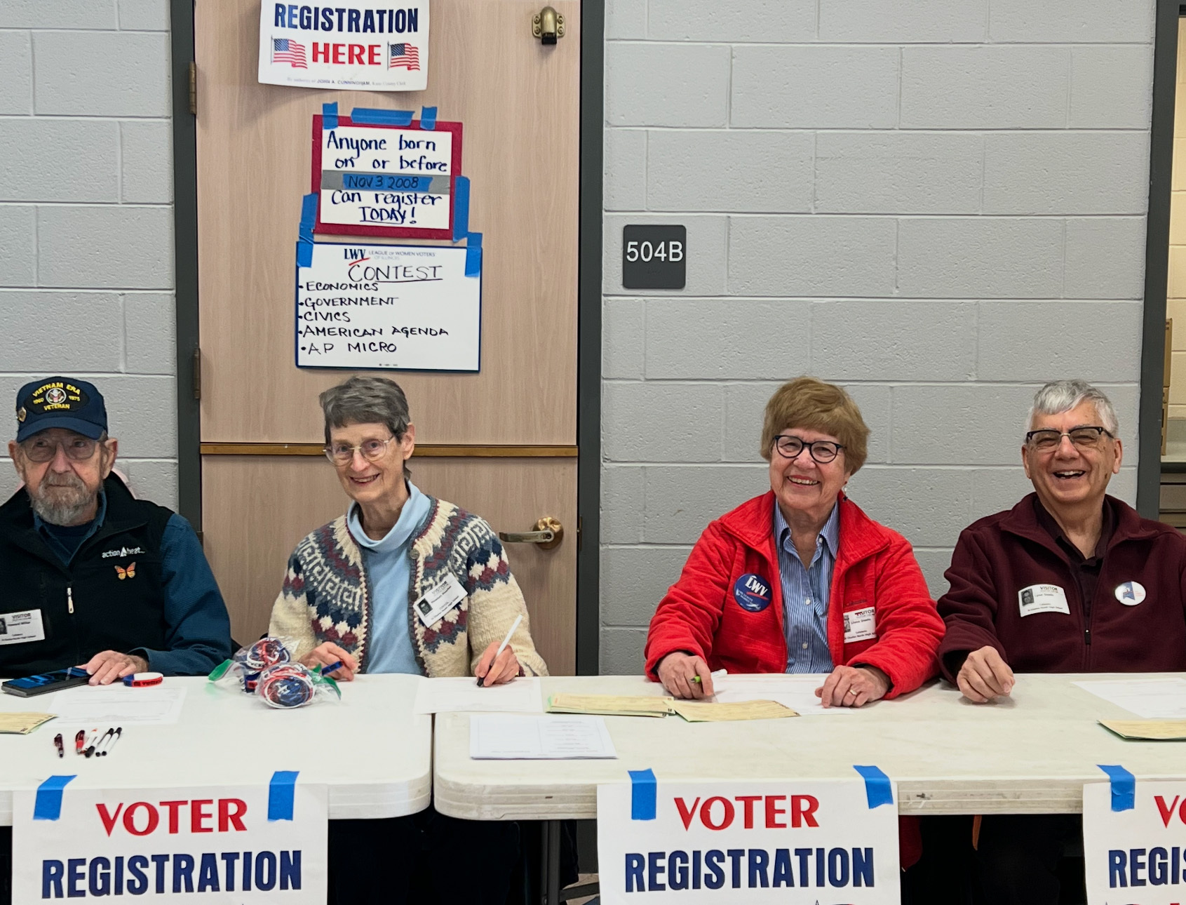 League members registering student voters