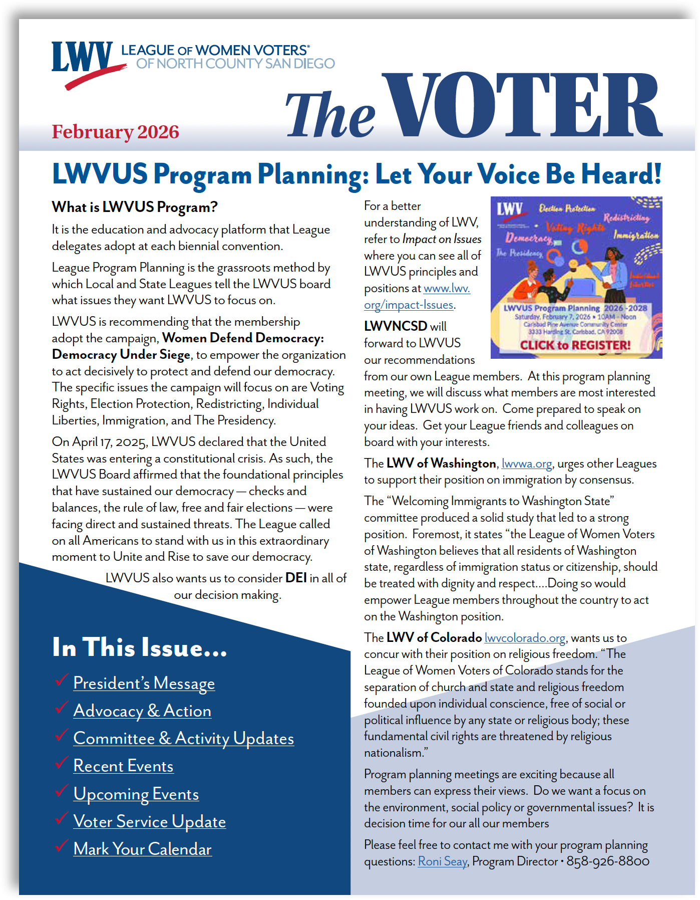 Thumbnail image of Voter Newsletter front page