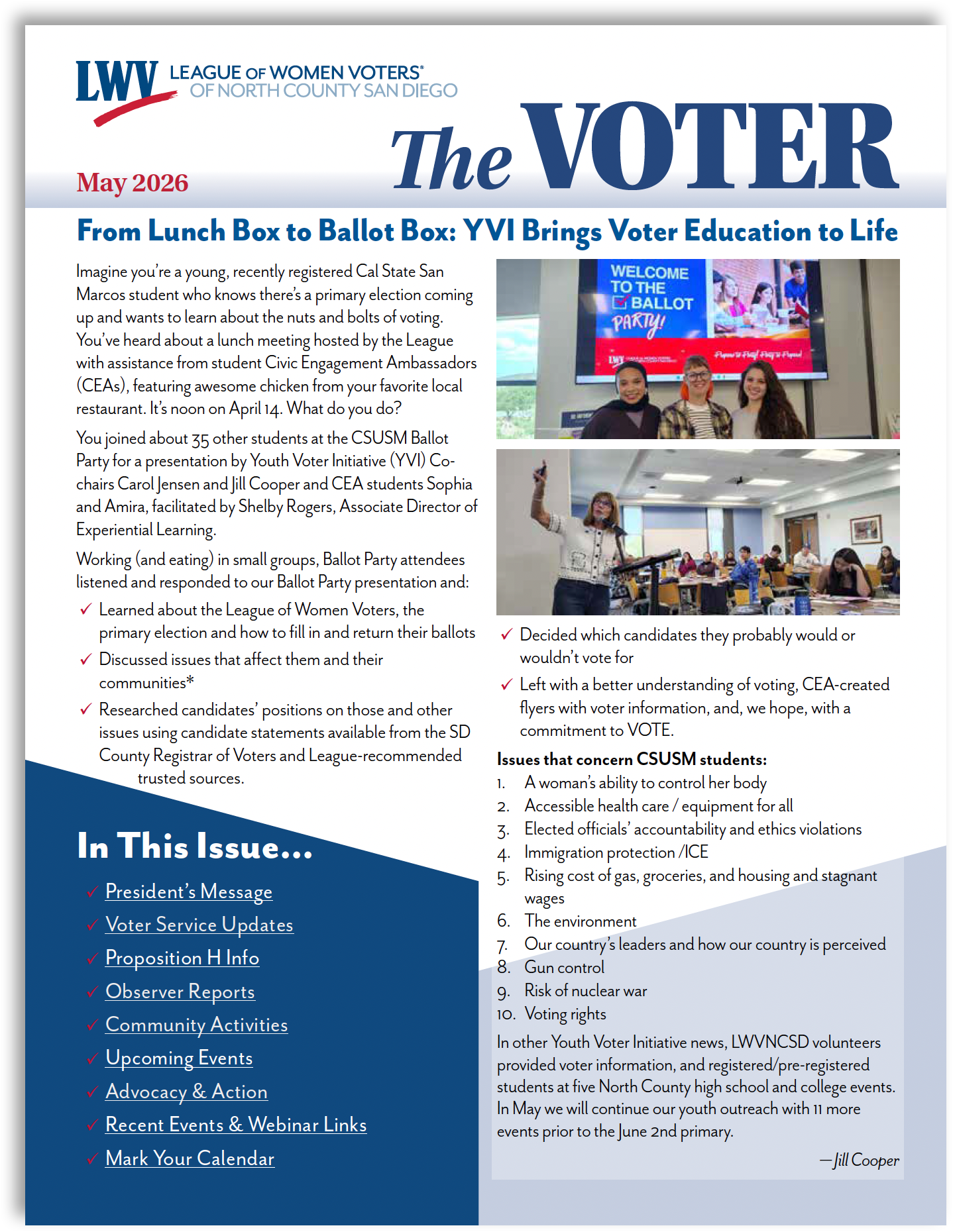 Front page thumbnail of Voter Newsletter