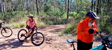 2026 Linville Day 2 - Two Riders Taking a Break in Open Eucalypt Forest
