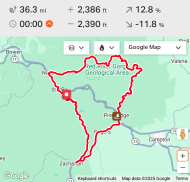 Red River Rally 36-mile route