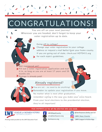 Congratulations, you've graduated. Wherever you go, keep your voter registration up to date!