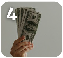 Icon 4 - hand hold cash money in the air with the bills splayed out