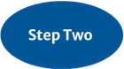 Step 2 white letters on blue oval background