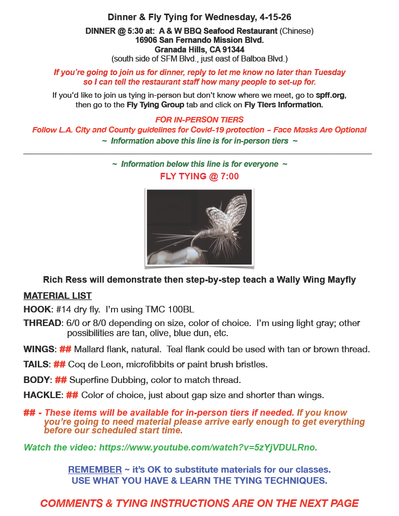 Wally Wing Mayfly - 4-15-26