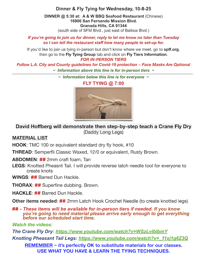 Crane Fly Dry 10-8-25
