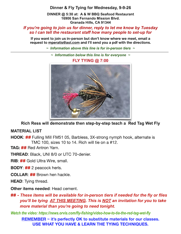 Red Tag Wet Fly - 09-09-26