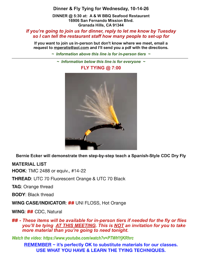 Spanish-Style CDC Dry Fly - 10-14-26