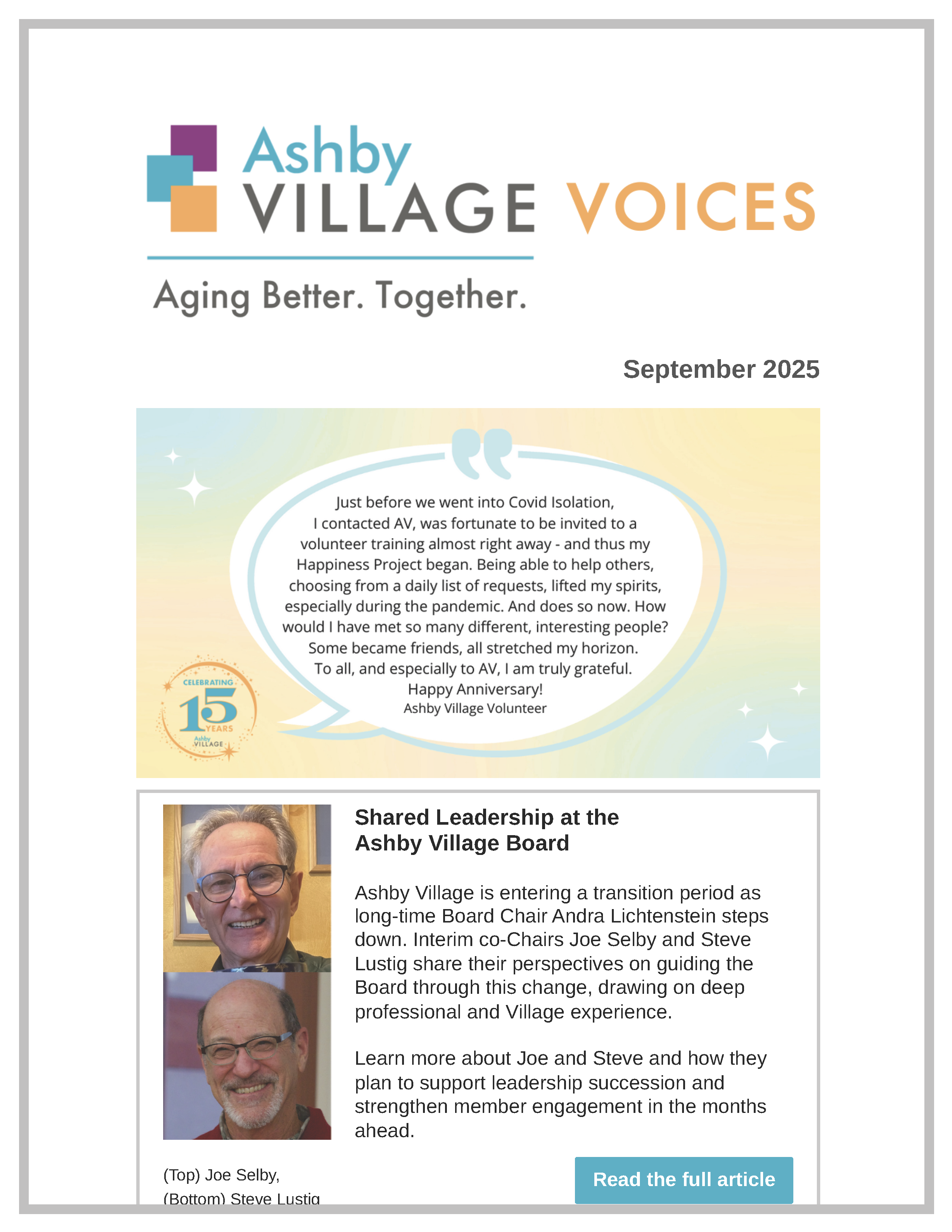 September 2025 Village Voices Cover