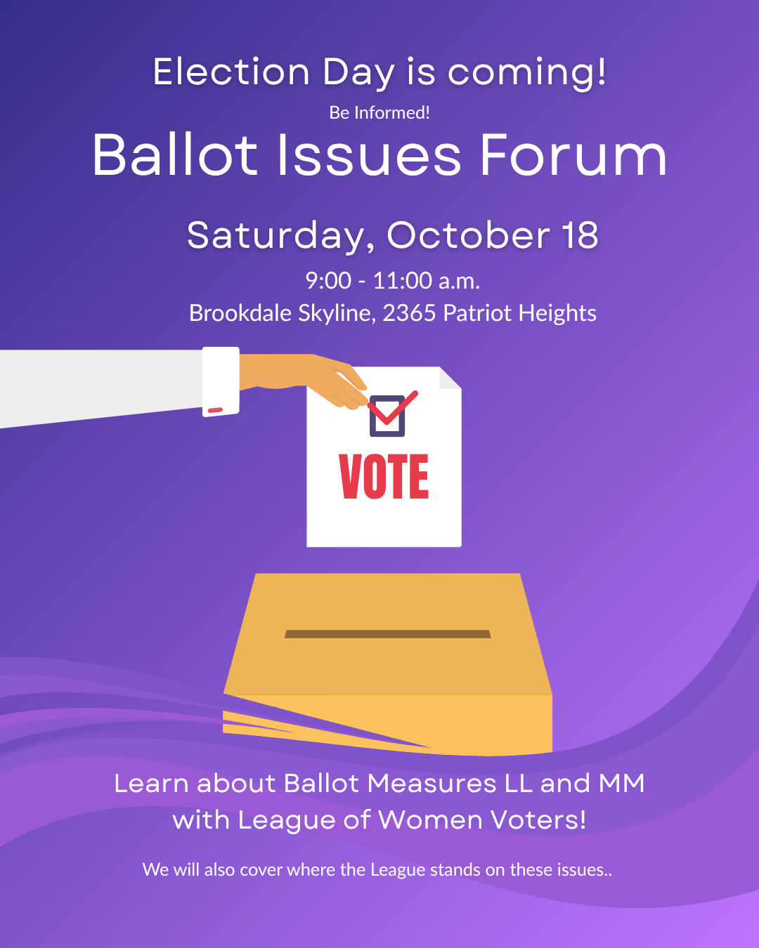 October 18 2025 Ballot Issue forum at Brookdale Skyline