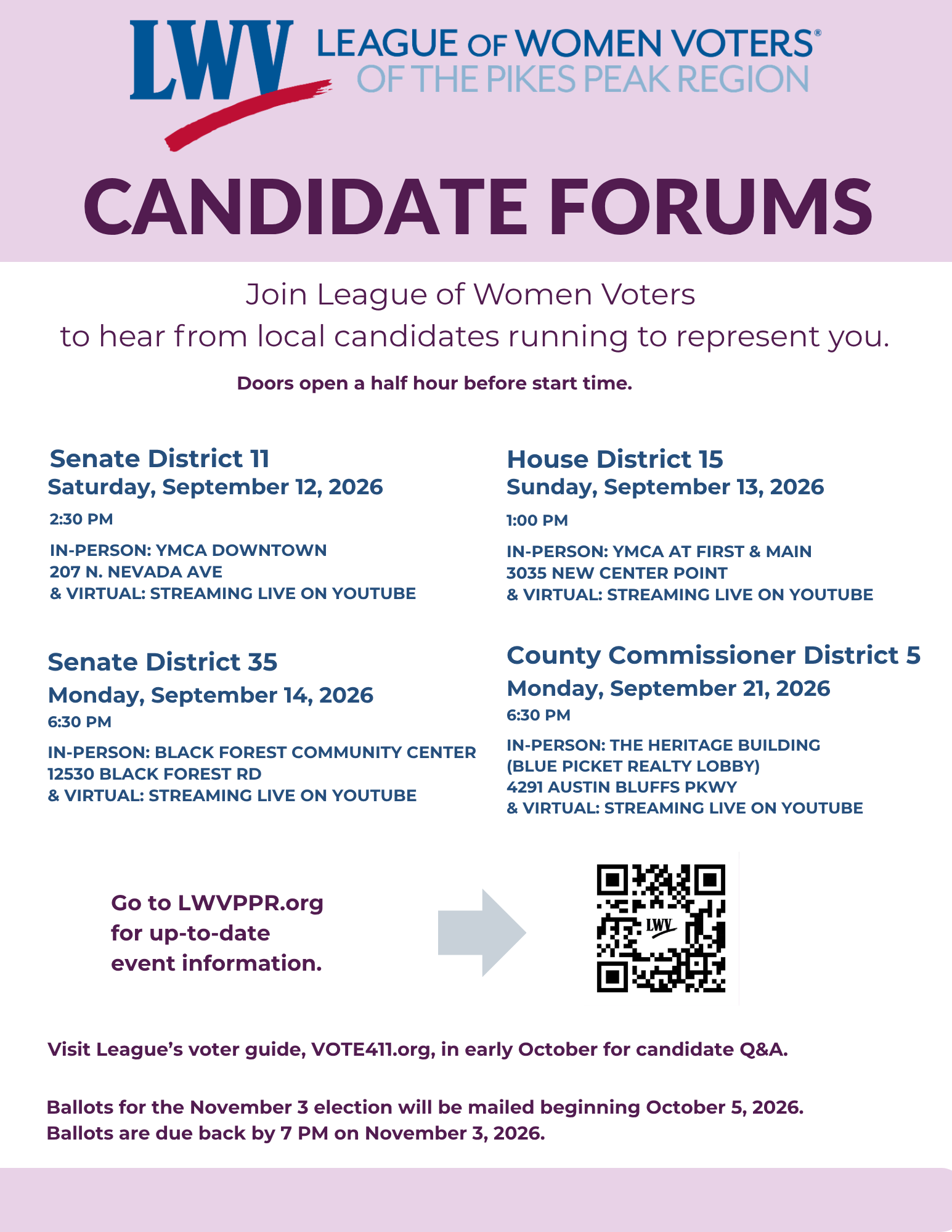 LWVPPR Fall 2026 Candidate Forum List