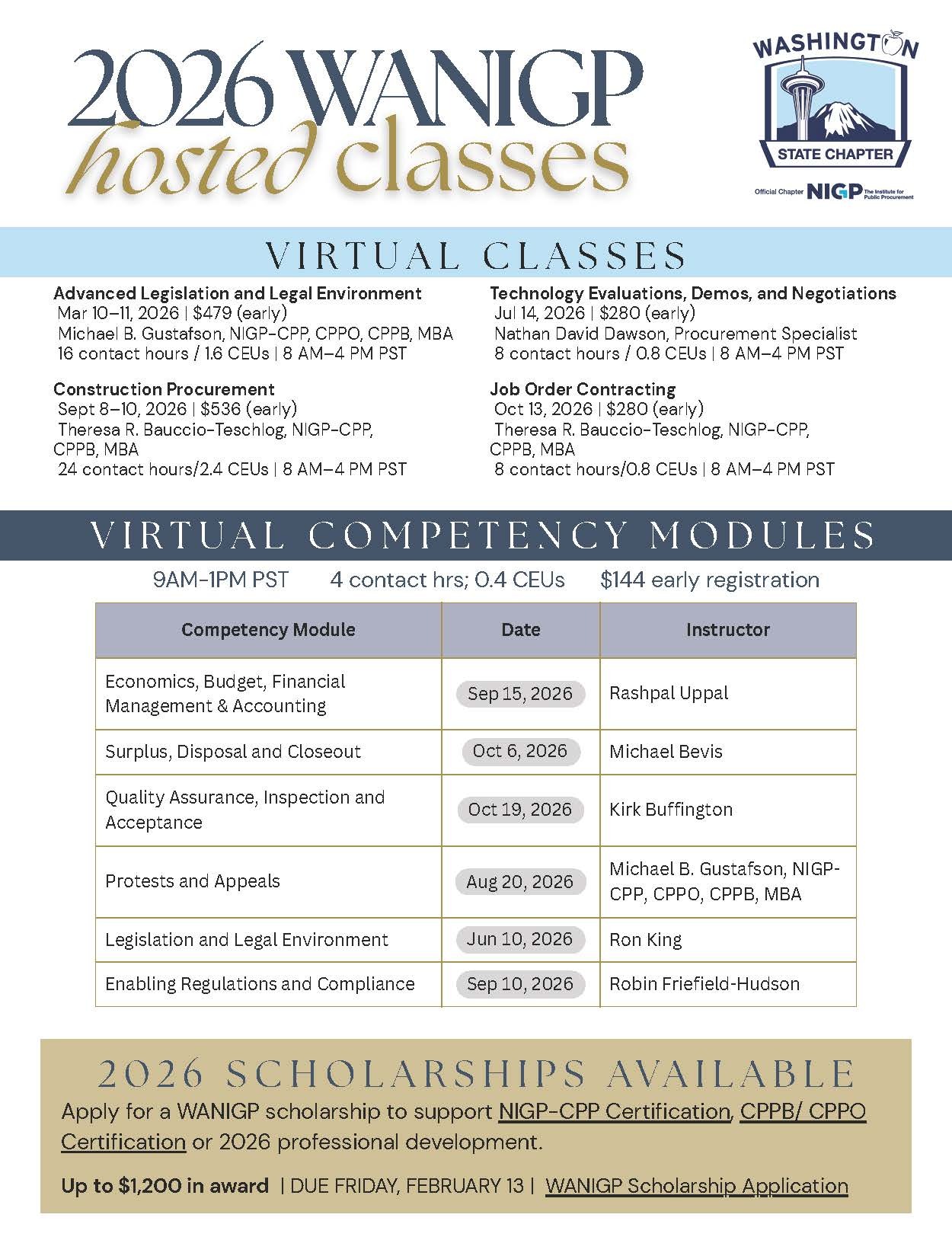 2026 WANIGP Hosted Classes