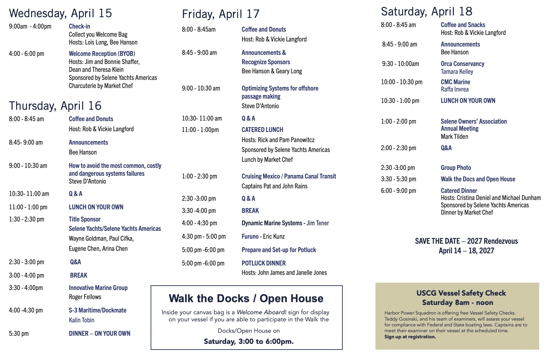 2026 Schedule of Events