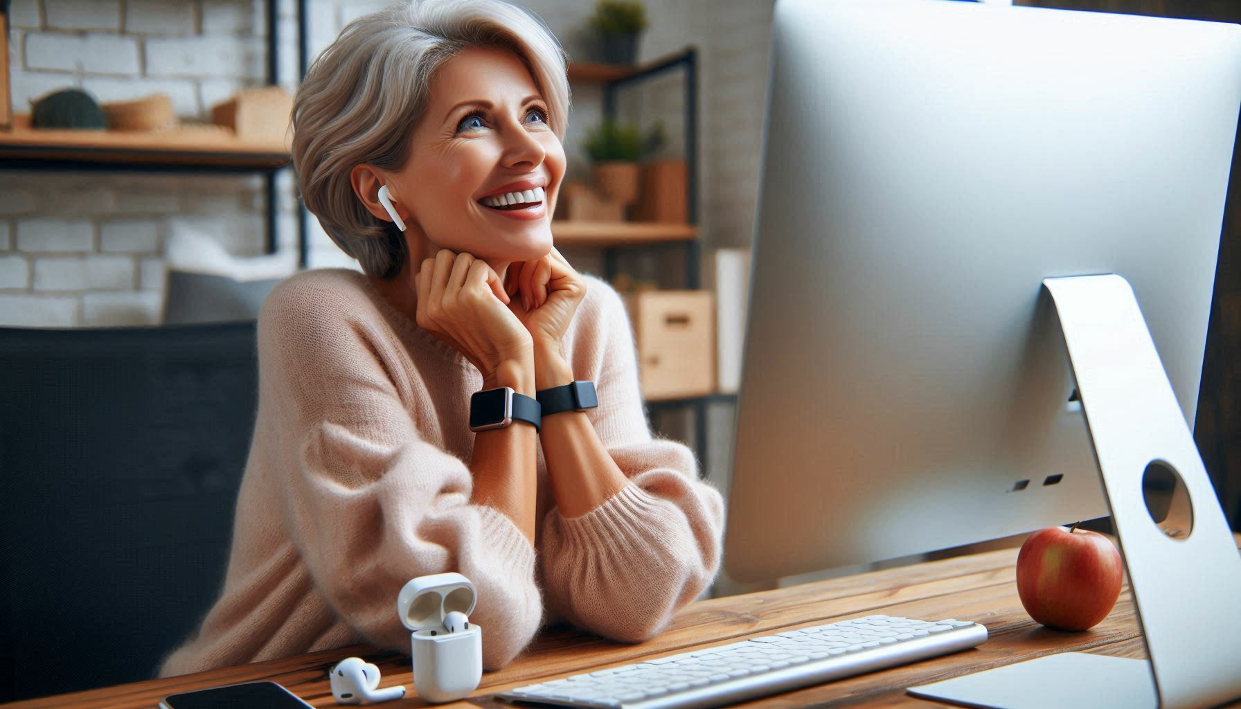 Woman Making Music On Her Computer Using AI
