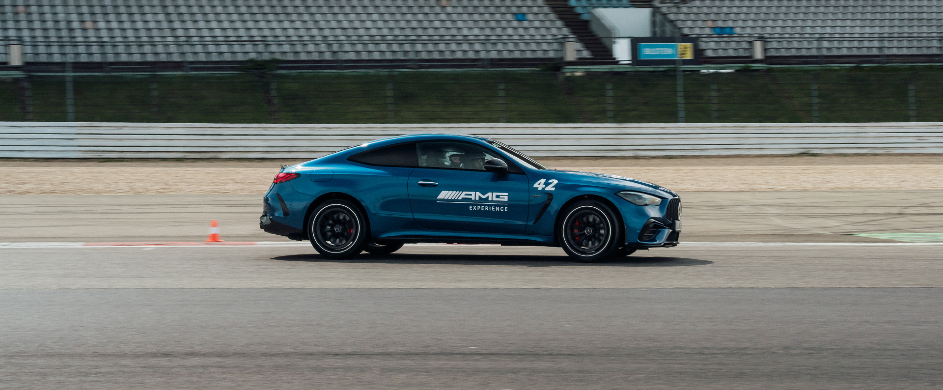 Blue Mercedes AMG on Track