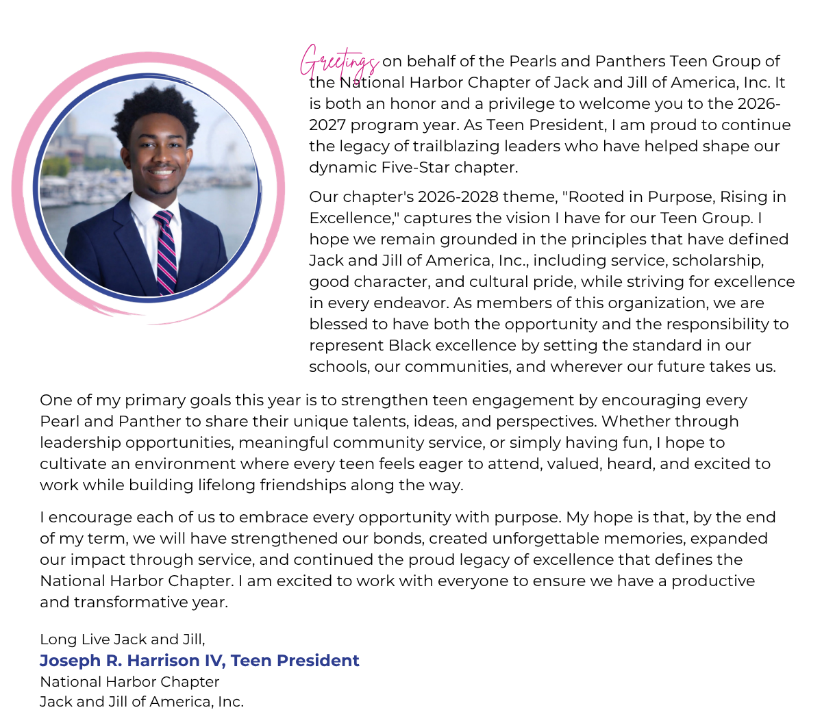 2026 - 2027 Teen President's Welcome