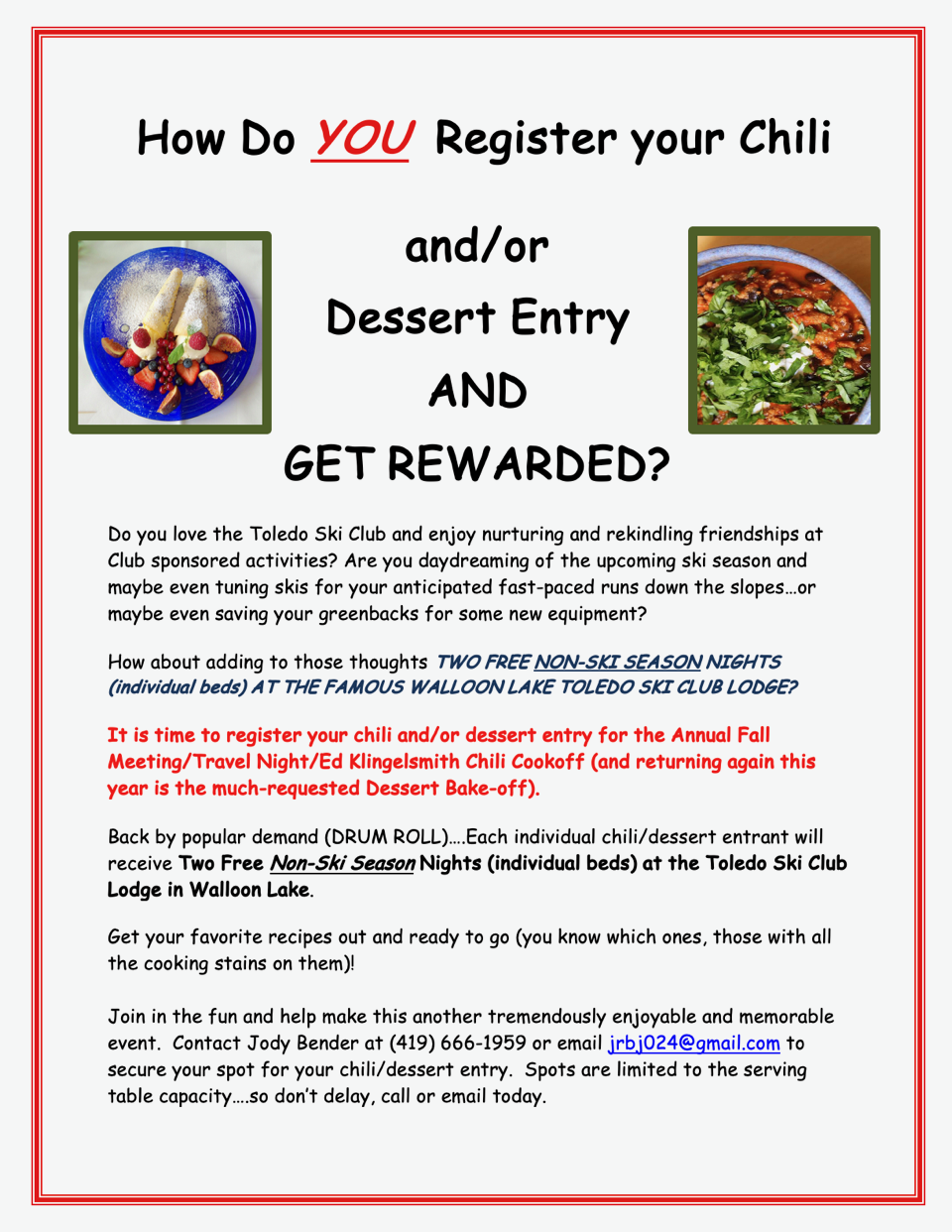 Chili and Dessert Entry